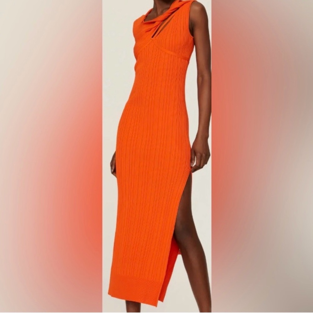 Aknvas Vibrant Orange Backless Dress $650 brand new without tags